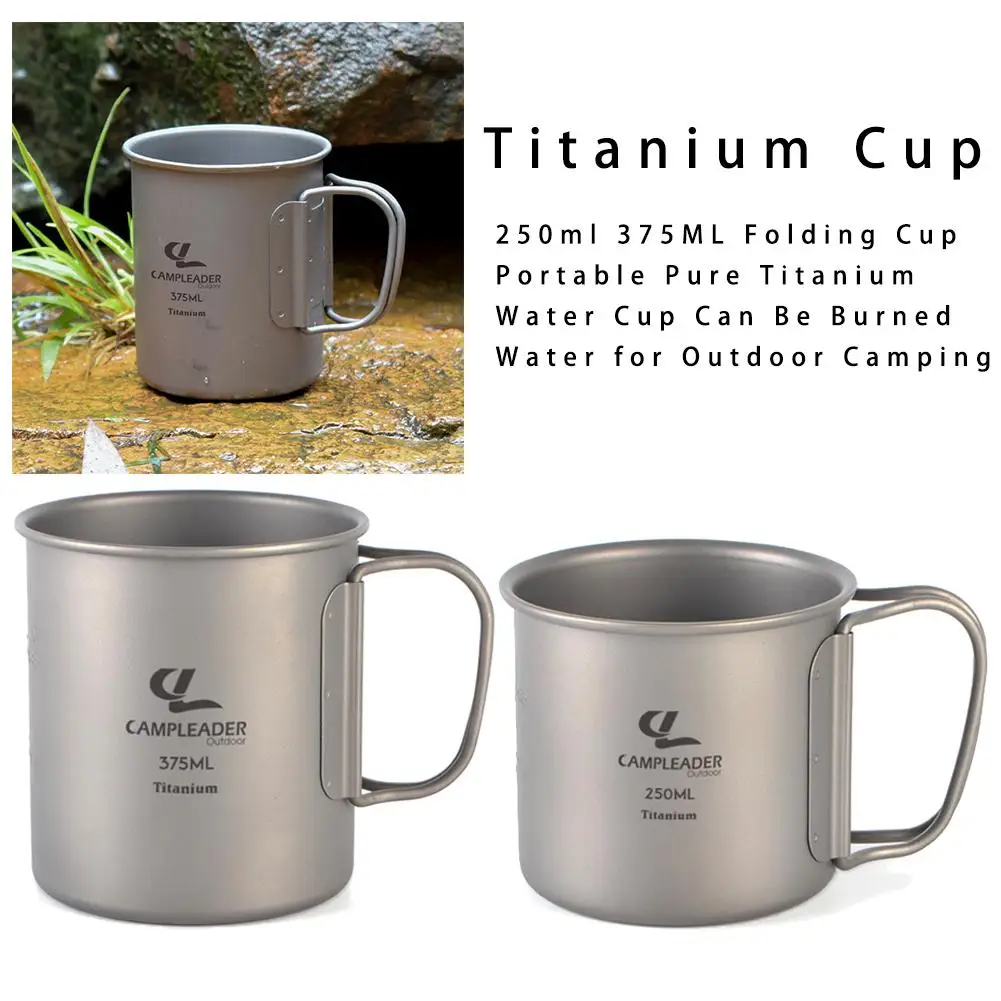 

Outdoor Titanium Cup Mug Pots Tableware Camping Cup Picnic Water Cup Mug Of Coffee Tea With Lid 250ml/375ml Picnic Water Cup