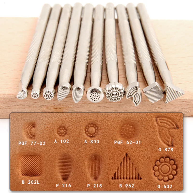 Leathercraft Stamping Tools Kit for Radiation Pattern Designs Stamp Working Making Carving Handmade Art DIY Leather Product Set
