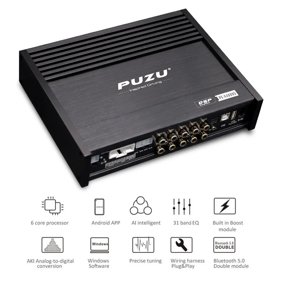 US $347.13 PUZU PZX4800S 6core 32bit 8CH With Power Car Audio DSP Digital Signal Processor Built In Amplifier 8X150W Support BT50 OPT