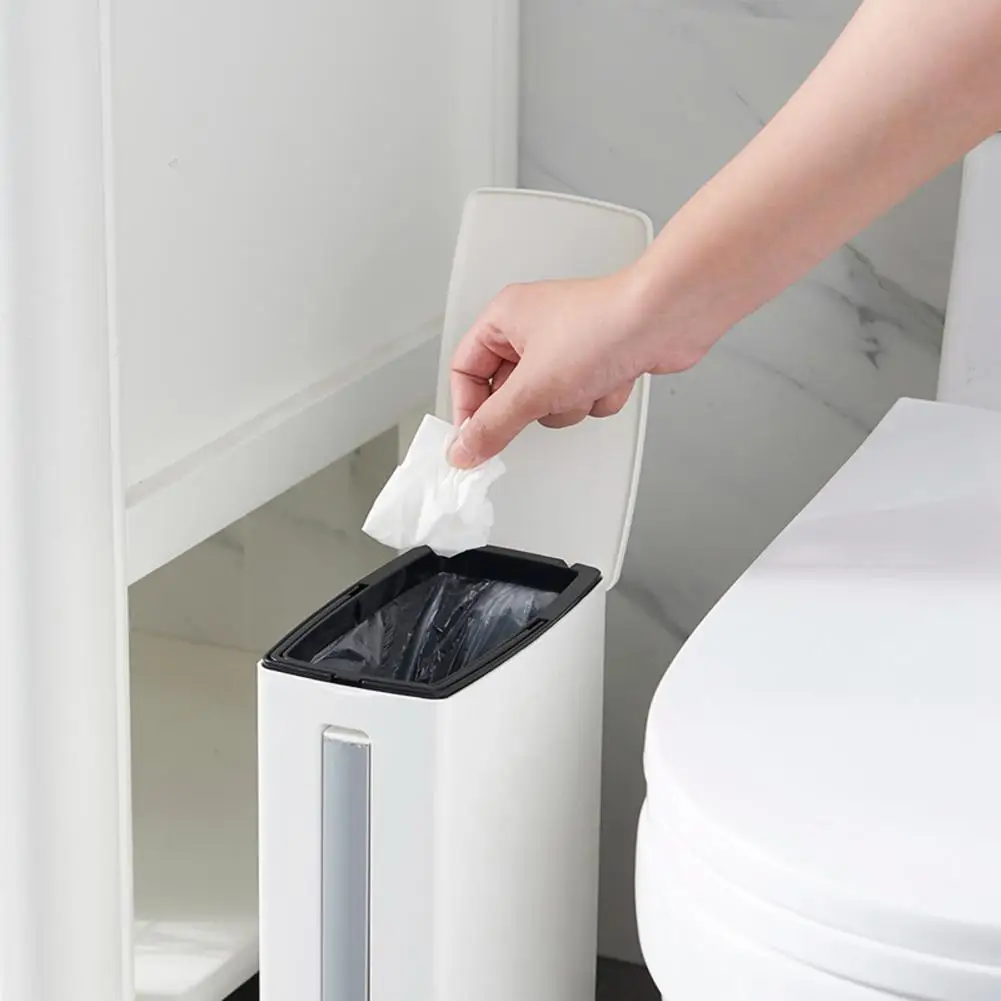 

Bathroom Trash Can with Toilet Brush Set Plastic Garbage Bucket Eco-friendly Waste Bin Dustbin Bathroom Cleaning Tools Hot Sale