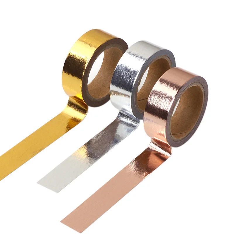 5M Metallic Washi Tape Gold Silver Masking Collection DIY Scrapbooking Journaling Arts Crafts Tapes Festival Decorati | Канцтовары для