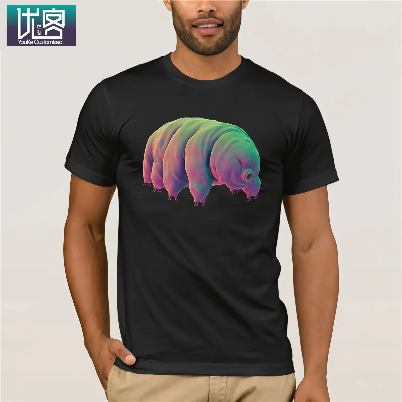 Tardigrade, футболка с водным медведем,, летняя мужская футболка с коротким рукавом, повседневный топ с коротким рукавом, Забавные футболки, хлопковые топы, футболка - Цвет: black