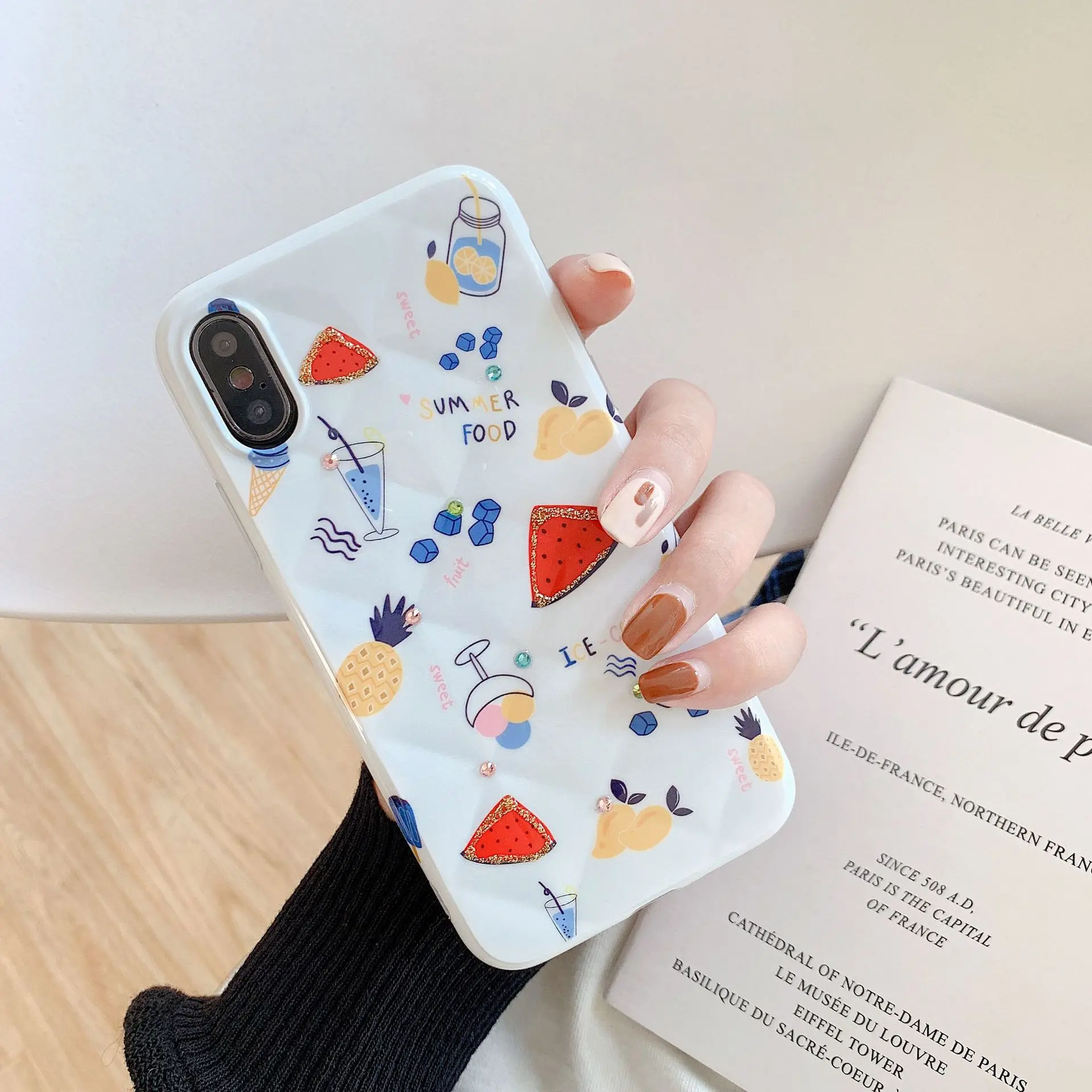 

2019 Fashion Jewelled Fruit Case For iPhone 6 6S 7 8 6S Plus 7Plus 8Plus X XS MAX XR Soft Case For iPhone X 7 8 Plus Cover
