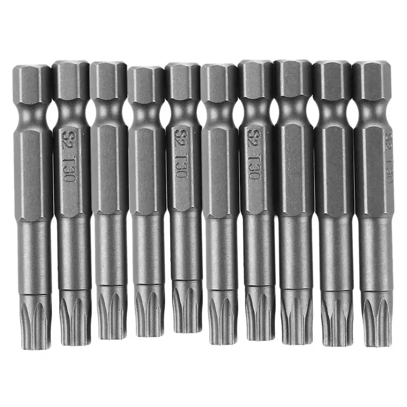 6mm T30 Head 50mm Long Magnetic Torx Screwdriver Insert Bits Tool 10 Pcs | Инструменты