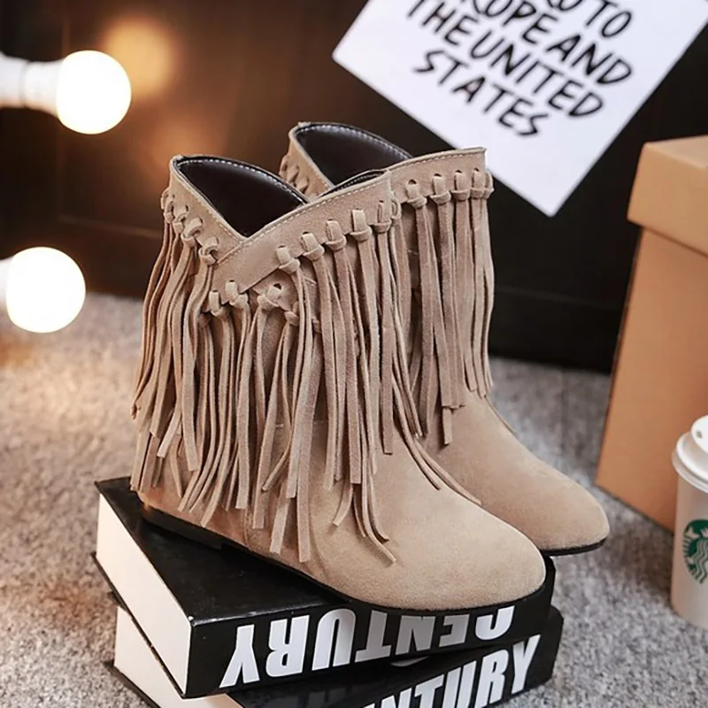 Botas bajas de cuero para mujer, con flecos, borlas, Boho, gitano, Hippie,  Festival, Cowgirl, botines, mocasín indio Minnetonka - AliExpress Novedad y  uso especial