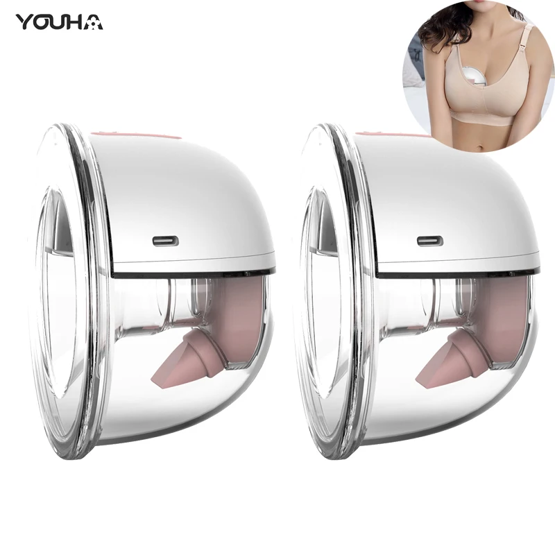 YOUHA YH-7006 Electric Breast Pump 2PCS USB Wearable Hands Free Silent Invisible Breast Pump 3 Modes 9 Levels 24mm/28mm flanges