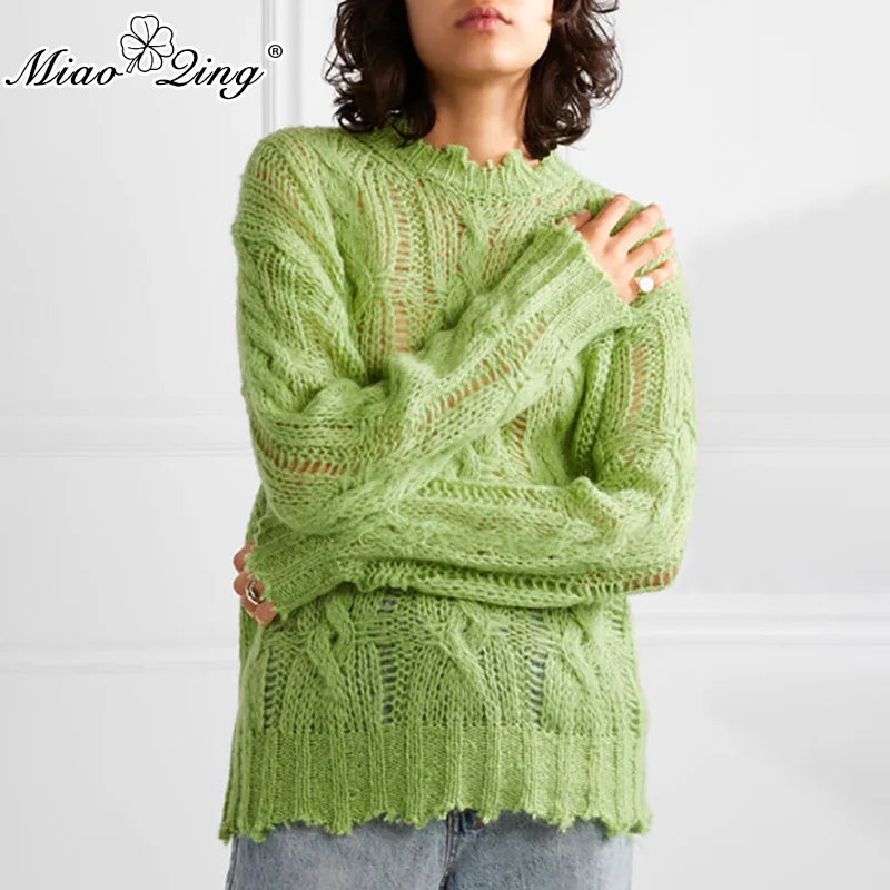 

MIAOQING Casual Solid Sweater For Women Irregular Collar Long Sleeve Pullovers Sweaters Female 2019 Fashion Autumn New