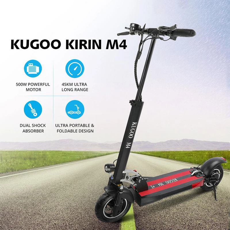 KUGOO KIRIN M4 складной электрический внедорожный скутер 500 Вт бесщеточный мотор 3 режима скорости двойной дисковый тормоз Максимальная скорость 43 км/ч 45 км Диапазон