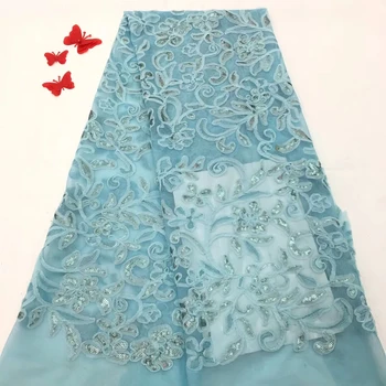 

Luxury Pink african lace fabric high quality french guipure lace fabric 2018 new arrival sequins lace fabric for party RF2723