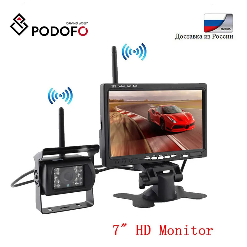 Podofo " lcd HD автомобильный монитор заднего вида Беспроводная резервная камера Система помощи при парковке цифровой дисплей для RV грузовик прицеп автобус