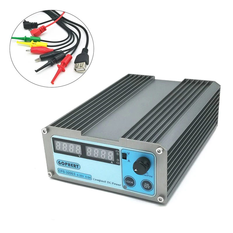 

CPS-3205 160W (110Vac/ 220Vac) 0-32V/0-5A,Compact Digital Adjustable DC Power Supply CPS-3205 II +Banana clip wire