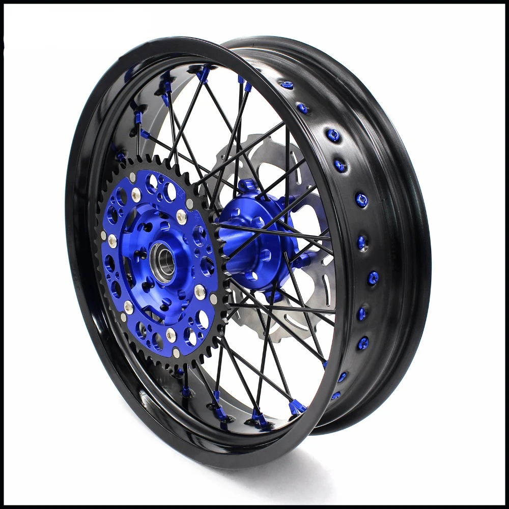 3 5/5 0 полный мотоцикл колеса диски набор для YAMAHA WR250F 2001 2017 WR450F 2003 Supermotard синий диск