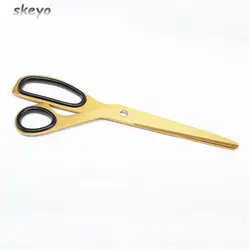 Tijeras de acero inoxidable chapadas en oro para el hogar y la Oficina, corte de cinta asimétrica, confección de tela, herramientas manuales de sastre