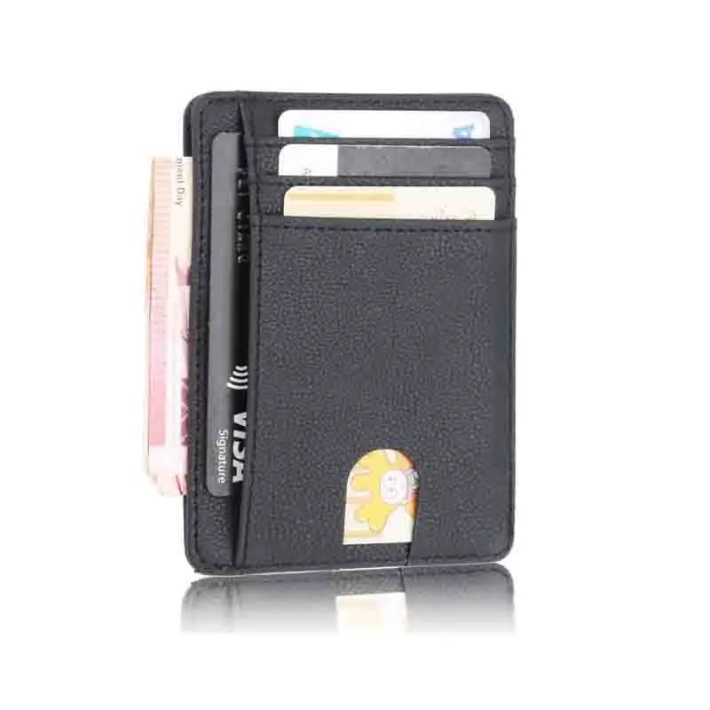 

New Slim ID Card Holder Bag RFID Blocking Men And Women PU Leather Card Purse Packa Money Case Package Black Credit Card Wallet