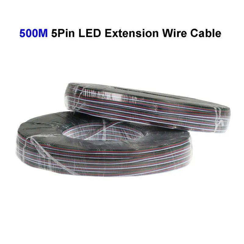 500 м 22AWG RGBW Соединительный кабель для светодиодной 5 Pin Расширение электрического