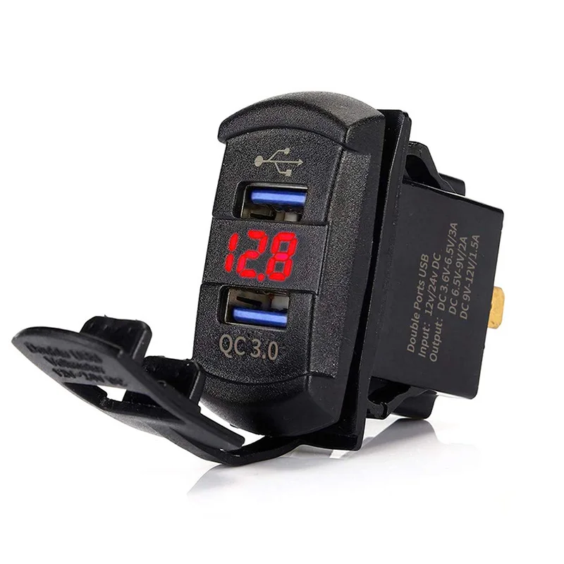 Chenes qc 3 0 dual USB Автомобильное зарядное устройство с красным цифровым светодиодный