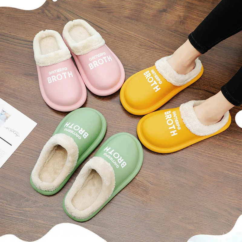 WinterAutumn Slippers Lovers Cozy Outdoor Warm Plush Indoor Women Men Kitchen Shoes AntiSlip Soft EVA Waterproof Home Sneaker
