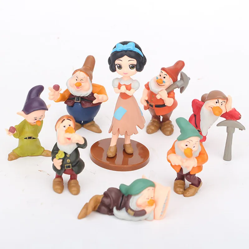 Action 8 Pcs/set Snow White Figure Model Toy Disney Fairy Tale and the Seven Dwarfs Birthday Cake Decor Toys Kid Gift | Игрушки и хобби