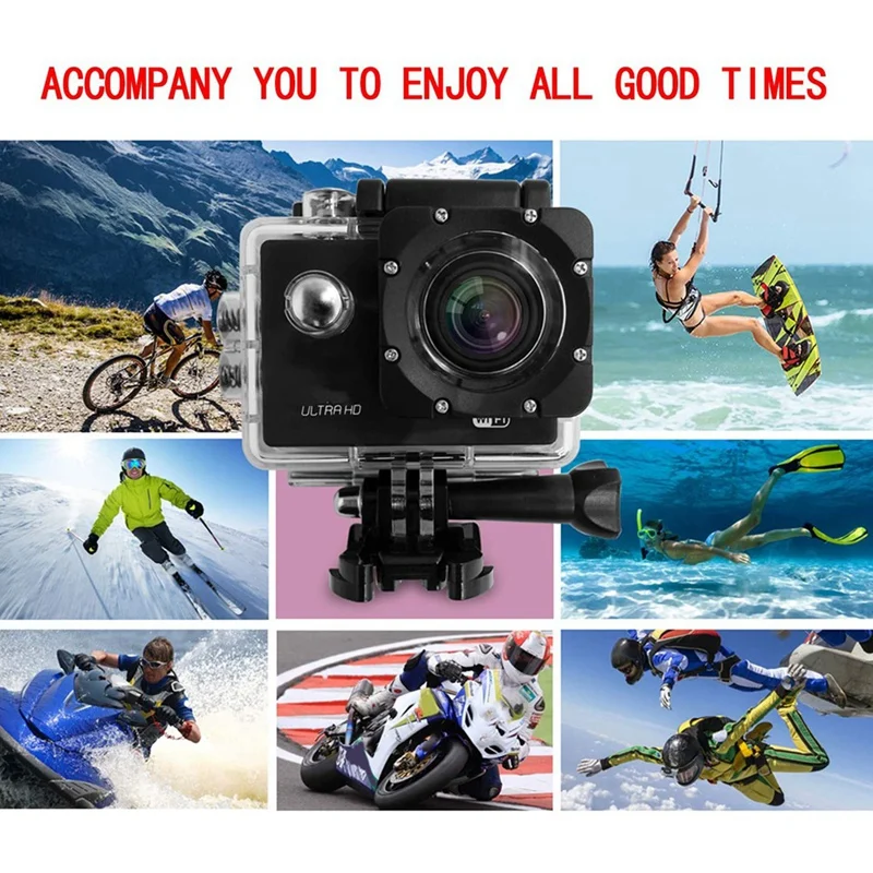 Action Camera 1080P 12MP Ultra Full HD Wifi Sports Camera Waterproof Underwater 30M/98Ft Action Cam 140 Degree best action camera