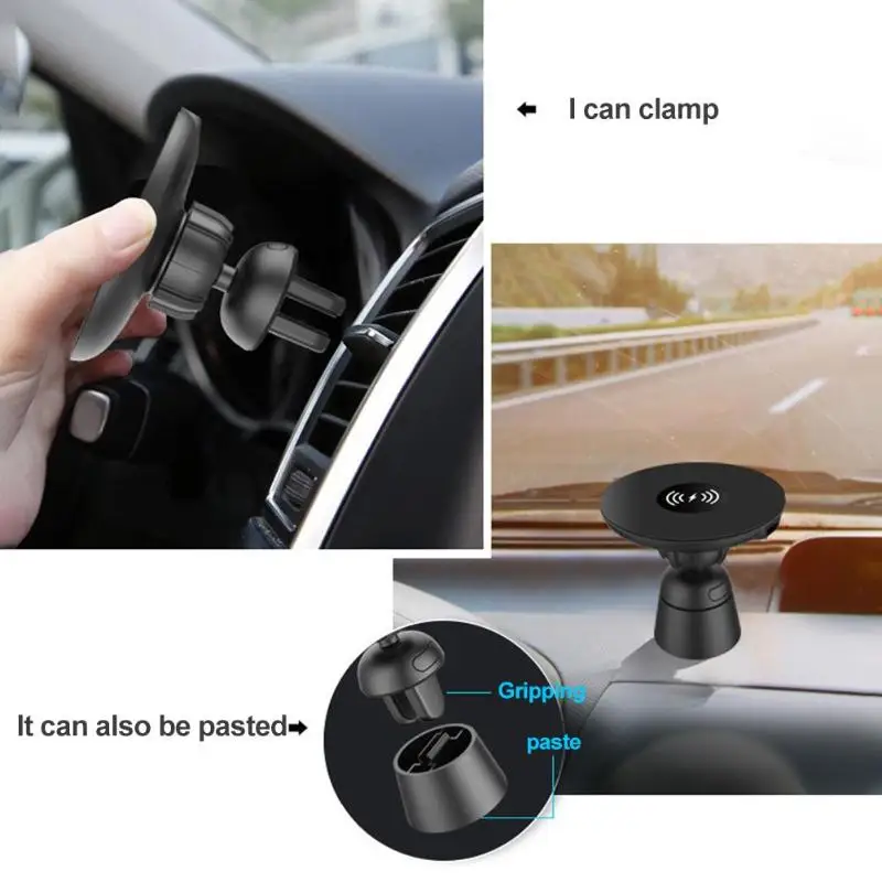 360 Вращающийся Автомобильный держатель для беспроводного зарядного устройства с несколькими устройствами, свободное видение 10 Вт, зарядка на вентиляционное отверстие, крепление для телефона