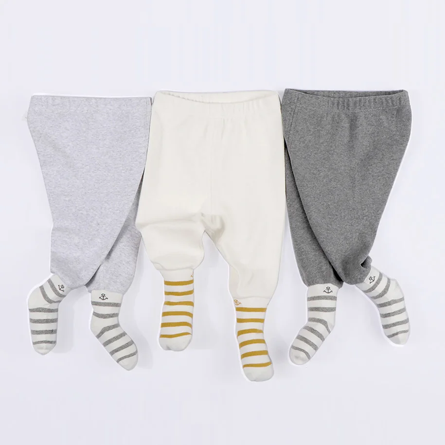 Baby footed pants leggings long trousers 0-6-12months kid lycry cotton sleepwear trousers pyjamas pants