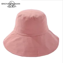 BINGYUANHAOXUAN,, новая мода, женские шляпы, летние, одноцветные, с широкими полями, шляпы от солнца, плоский верх, анти-УФ, шапки