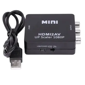 

High Quality Real Mini 1080P HDMI to RCA Audio Video AV CVBS Adapter Converter For HDTV Black White Free Shipping
