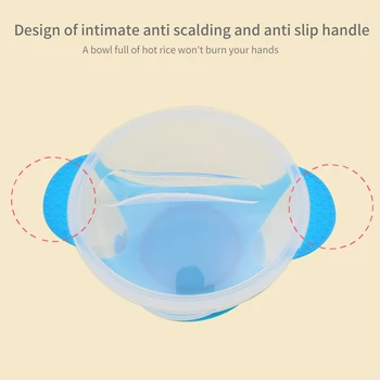 

3pcs Training With Lid Anti Slip Toddler Reusable Baby Sucker Bowl Set Children PP Feeding Supplies Temperature Sensing Spoon