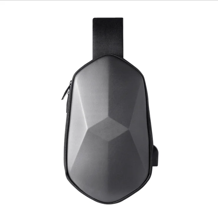 Мужская нагрудная сумка PU многофункциональная USB зарядка ремень сумка для улицы модная сумка через плечо - Цвет: Black