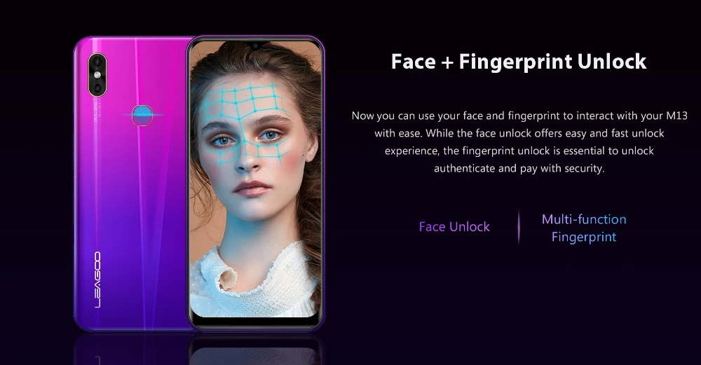 Смартфон LEAGOO M13, 4 Гб ОЗУ, 32 Гб ПЗУ, 6,1 дюймов, экран в виде капли воды, Android 9,0, MTK6761, четыре ядра, отпечаток пальца, распознавание лица, 4G, мобильный телефон