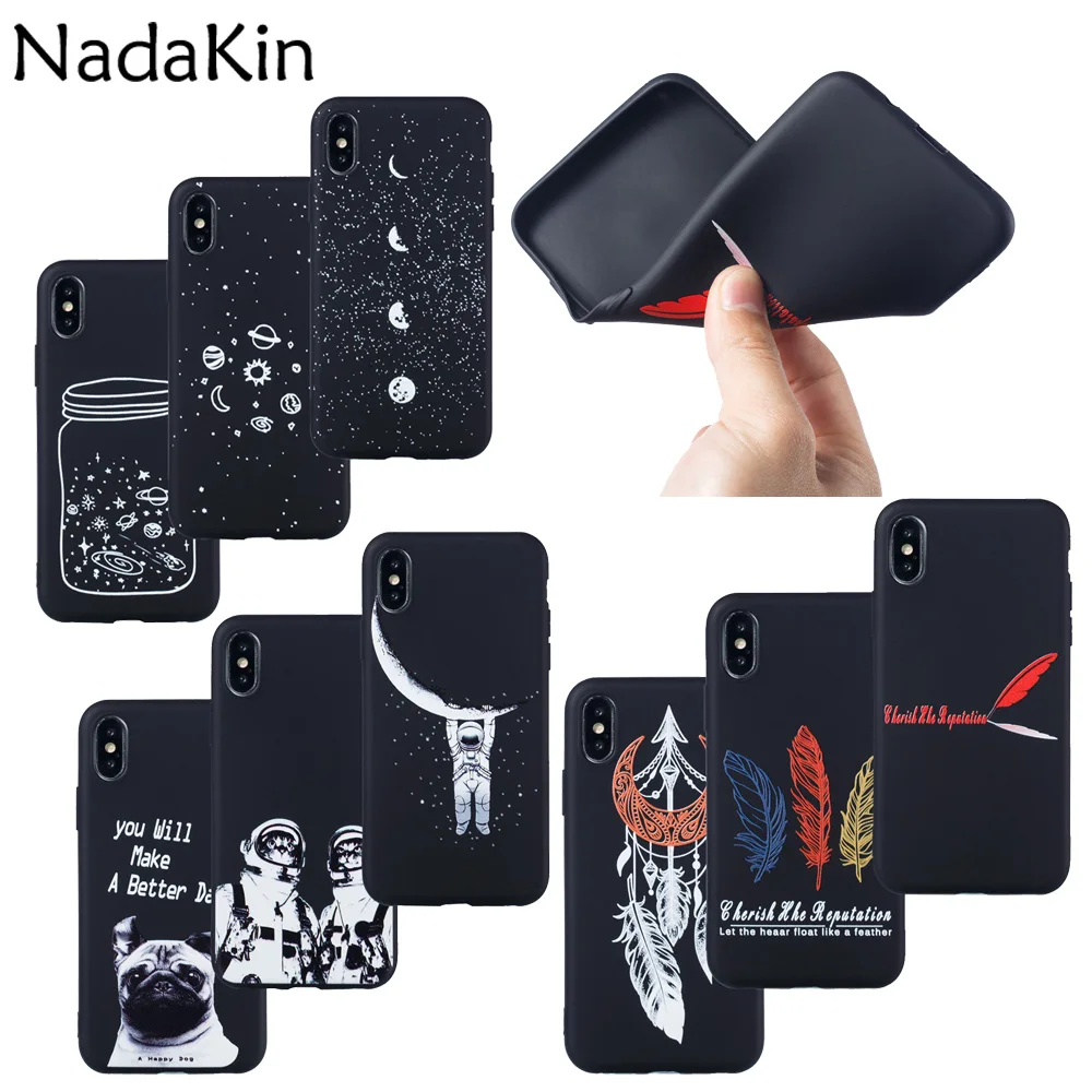 Soft Light Thin Painted Back Fitted Case for iPhone 11 Pro X XS MAX XR 6 6S 7 8 Plus Stylish Feather Pattern Cover Shell |