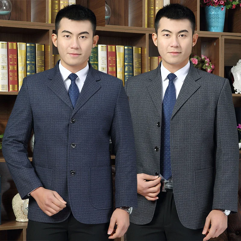 

Spring And Autumn MEN'S Suit Casual Tops Middle-aged Plaid Suit Jacket Single West Thin Dad Autumn Clothing