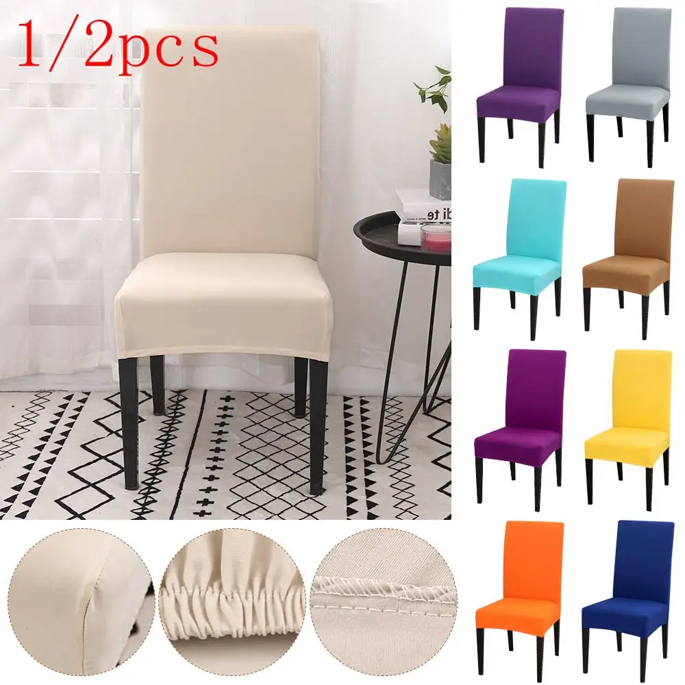 

1/2pcs Modern Plain Color Chair Cover Spandex Stretch Elastic Wedding Banquet Chair Covers Dining Seat Cover Hotel Cover