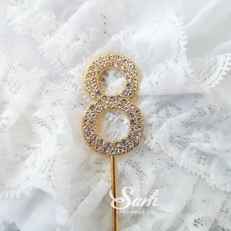 2pc diamond 8 25 см Железный арт "1" " 18 Торт Топперы цветок украшение день рождения для взрослых Церемония свадьба ребенок выпечки Любовь Подарки - Цвет: 2pc diamond 8