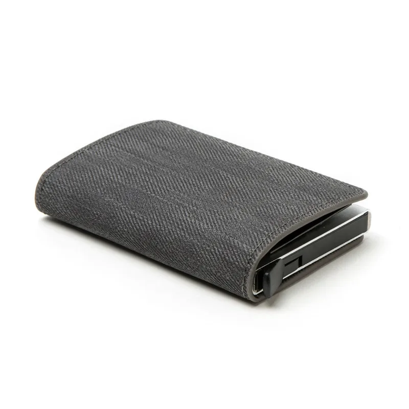 Wallet Card Holder RFID Blocking Anti-theft Clutch Single Box Men Women Denim Business Pop-up Metal ID Case