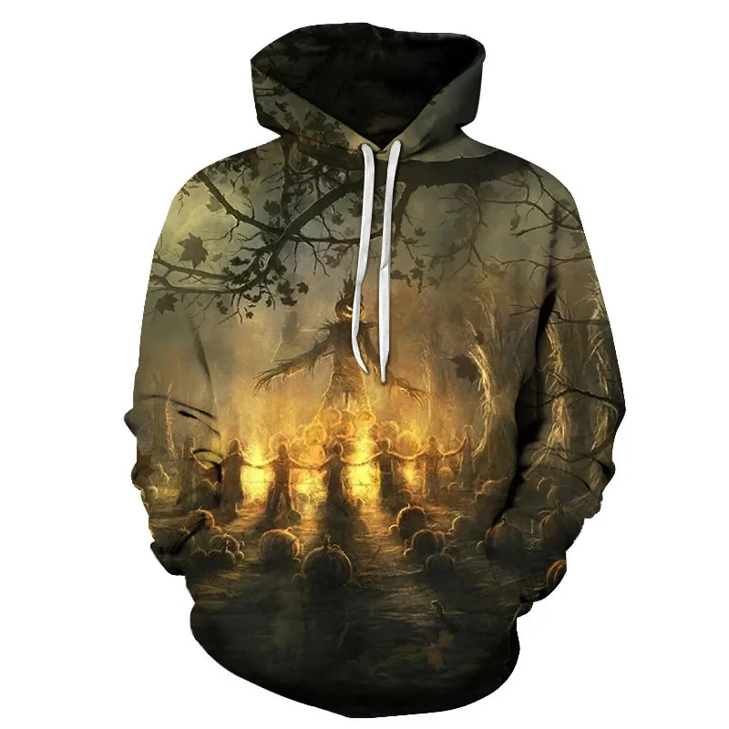 Повседневный мужской пуловер с длинным рукавом и объемным принтом в виде тыквы