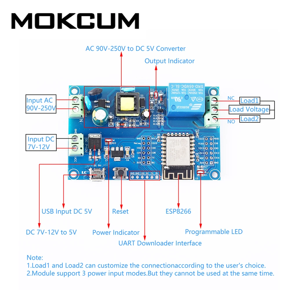 AC 220 В DC 12 В wifi реле ESP-12F пульт дистанционного управления Умный дом ESP8266 релейный модуль