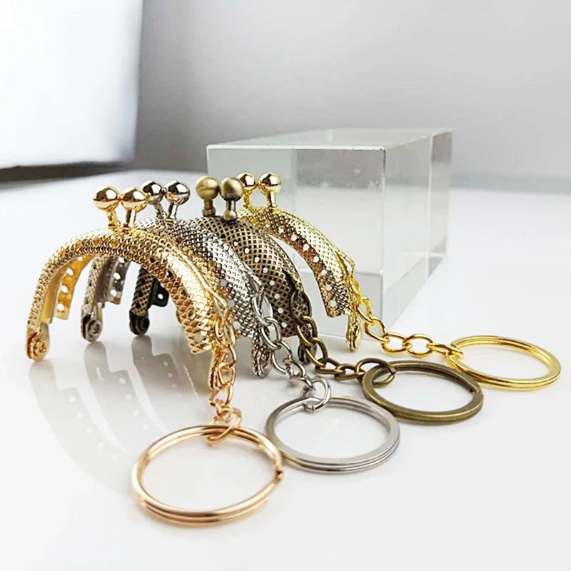 Metal Coin Purse Frame Handle Pendant Keychain Vintage Unisex Black