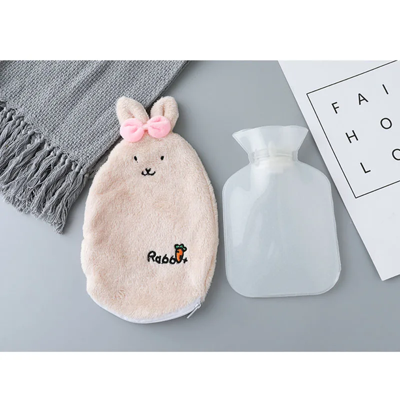Saim Hot Water Bag Cartoon Plush Rabbit Removable Cloth Set Heat Jug Water Injection Explosion-proof Hot Water Bottle JJ50672