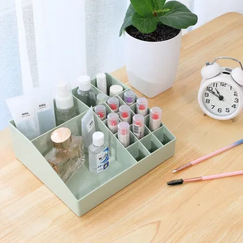 

YiCleaner Plastic Box Cosmetic Storage Box Lipstick multi-grid Holder Make Up Box Desktop Organizers Bathroom Storage Case