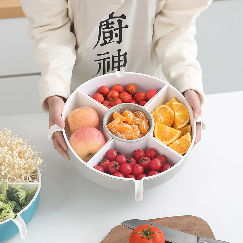 

Multifunctional 360 Rotating Drain Basket Detachable Multi-Grid Fruit Vegetable Storage Drain Basket Creative Kitchen Tools