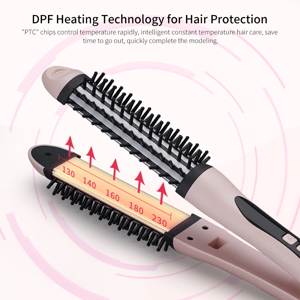 HSIPRO выпрямитель для волос и бигуди 2 в 1 воздушный пушистый гребень с керамическим глазурным покрытием светодиодный дисплей с регулируемой температурой