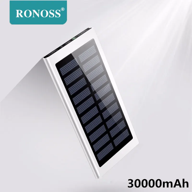 

Ultra-thin Solar 30000mah Powerbank External Battery 2 USB LED Powerbank Portable Mobile phone Solar Charger for xiaomi iphone x 11
