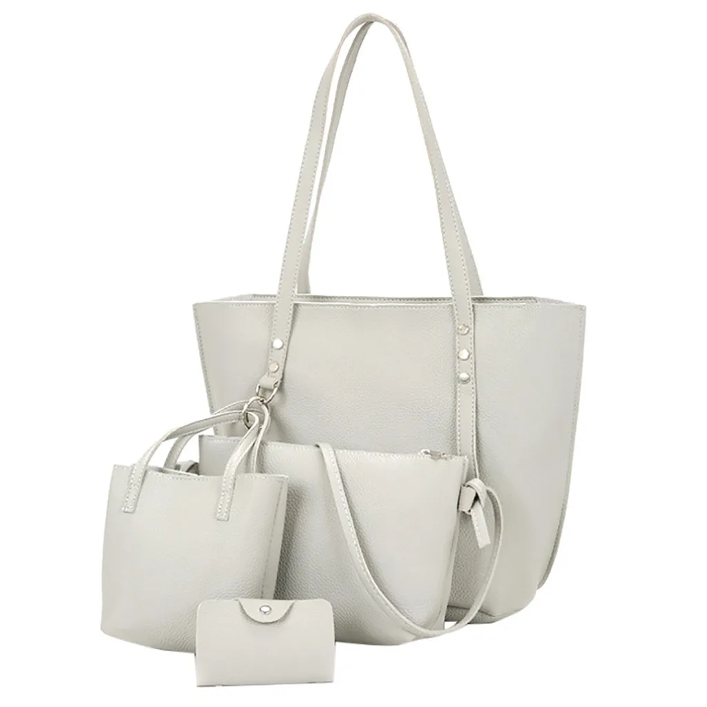 MAIOUMY, 4 шт, женская сумка, набор,, новая мода, Женский кошелек и сумочка, четыре части, сумка через плечо, сумка-тоут из искусственной кожи, сумка-мессенджер - Цвет: GY