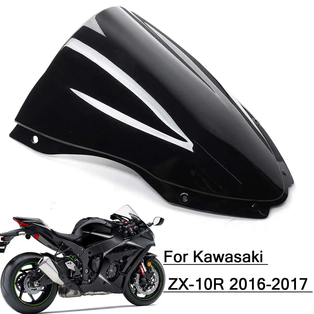 

Motorcycle Windshield Windscreen Double Bubble Wind Deflector For Kawasaki Ninja ZX-10R ZX10R 2016 2017 2018 2019