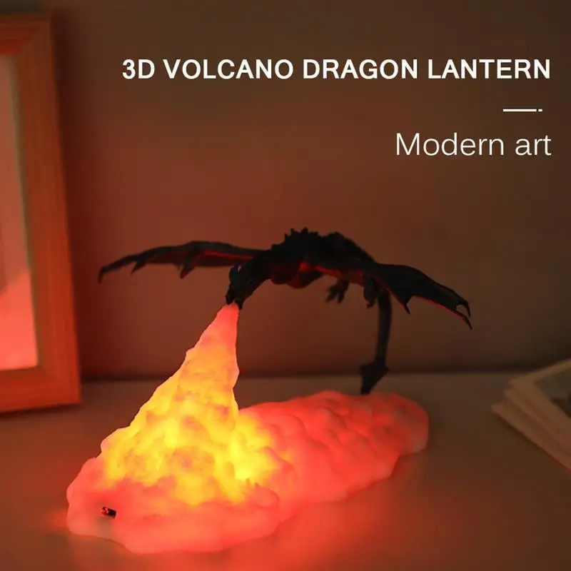 3D Printed LED Fire Dragon Lamps Night Light Rechargeable Mood Soft For Bedroom Kid Room Camping Hiking Decoration | Освещение