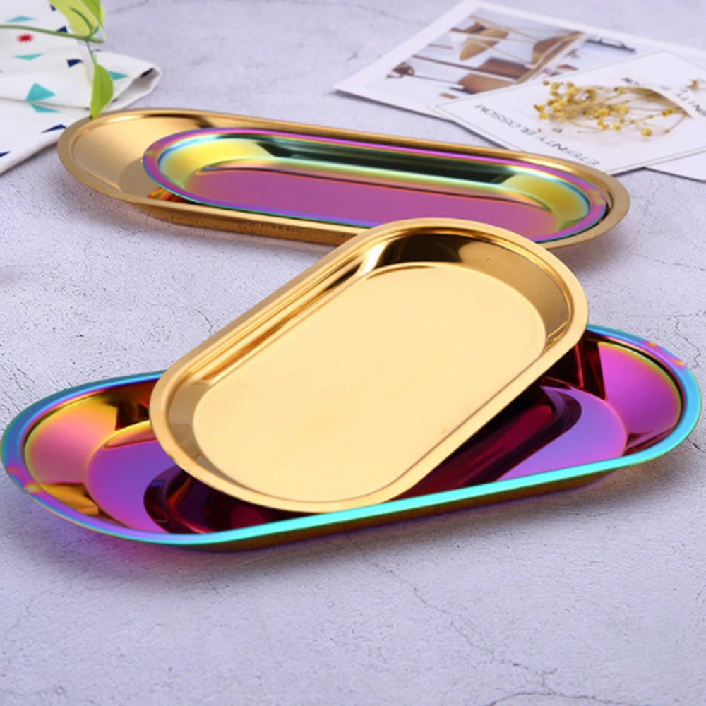 

Stainless Steel Dessert Plate Nut Fruit Cake Tray Snack Kitchen Plate Western Steak Kitchen Plate Dining Plate