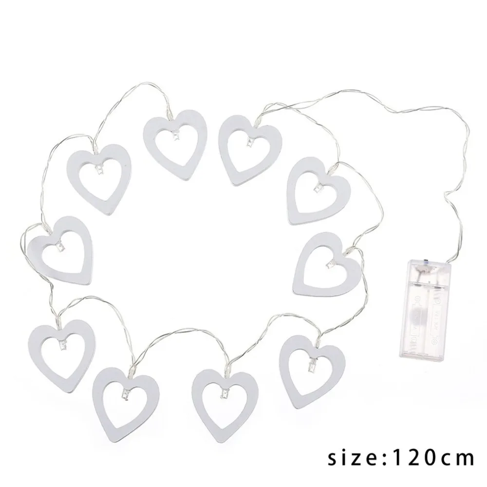 

10 LED Wooden Heart String Light Battery Power Party Festival Home Decor Lighting