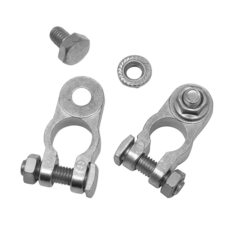 

2Pcs Positive & Negative Cargo Type Zinc Coat Battery Terminals Clamp Connectors