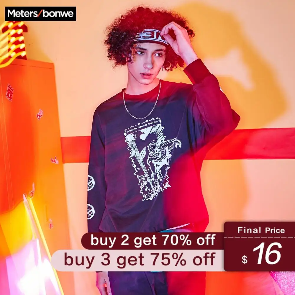 

Metersbonwe X Spiderman Jointly-designed Hip Pop Hoodies for Man 2019 New Spring Autumn Loose Pullover Sweatshirts Hoodies